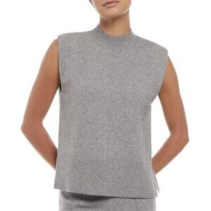 Three Dots Women's Kate Mock Neck Sleeveless Knit Top Sweater Heather Gray XS